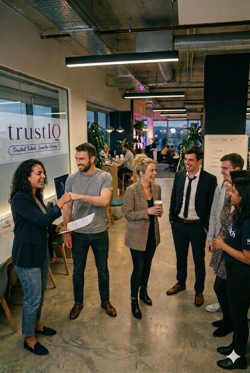 The TrustIQ team celebrating a placement in their Dubai office